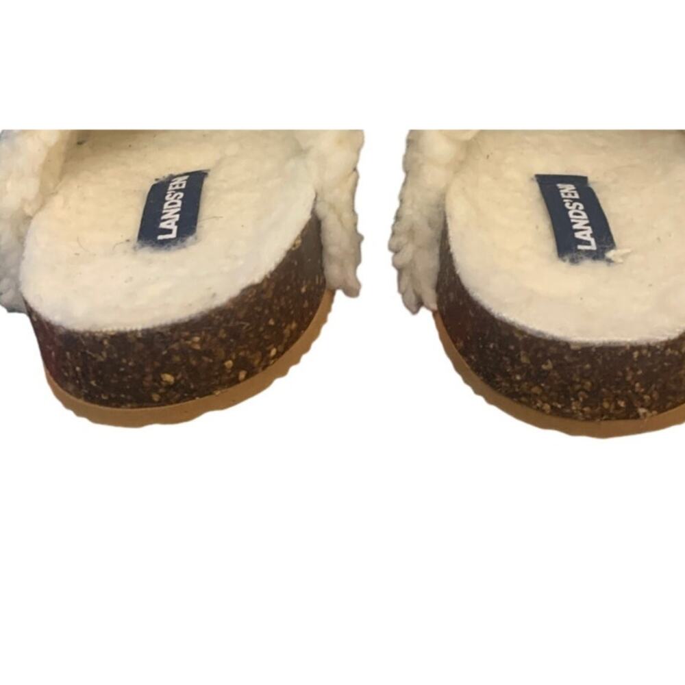 Lands' End Tossed Hearts Embroidered Cork Bottom Mules Slides Slipper Shoes sz 7 - Picture 5 of 7